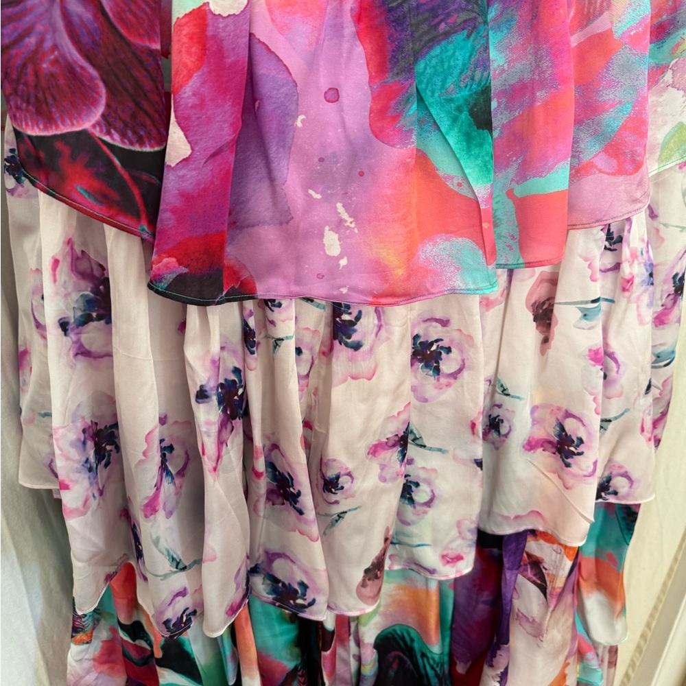 Anthropologie Pastel Floral Strapless Tiered Dress NWT - Picture 6 of 8
